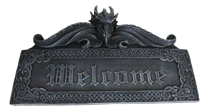 Ebros Gift Celtic Medieval Gothic Guardian Dragon Welcome Plaque Door Wall Sculpture
