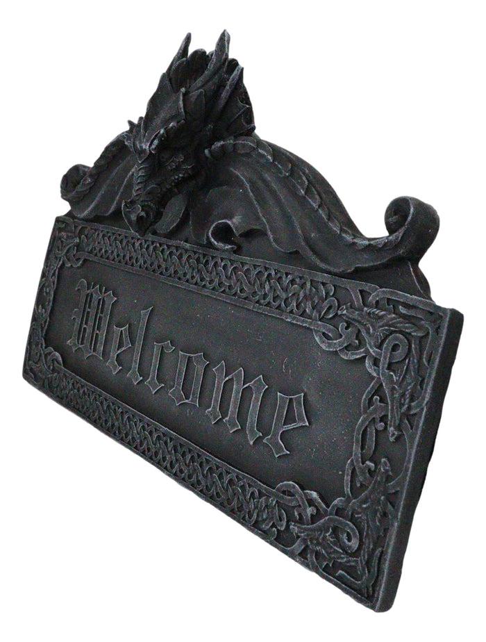 Ebros Gift Celtic Medieval Gothic Guardian Dragon Welcome Plaque Door Wall Sculpture