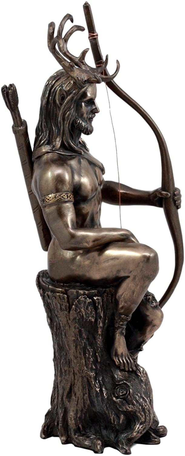 Ebros Gift Celtic Pagan God Herne The Hunter Statue 11"Tall In Bronze Patina The Horned God