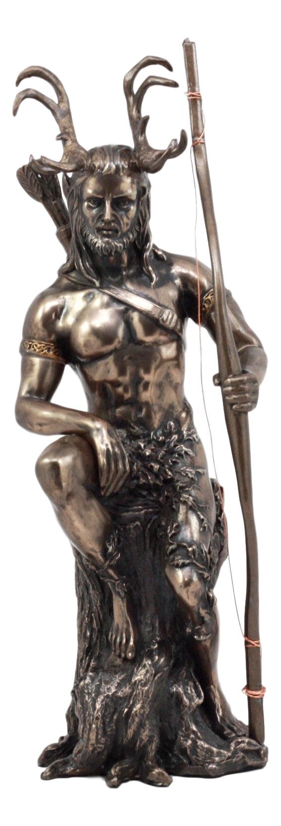 ebros gift Celtic Pagan God Herne The Hunter Statue 11"Tall In Bronze Patina The Horned God
