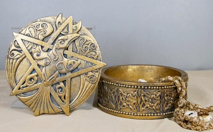 ebros gift Celtic Raven Lludd Morrigan Pentacle Rune Knotwork Symbols Decorative Box
