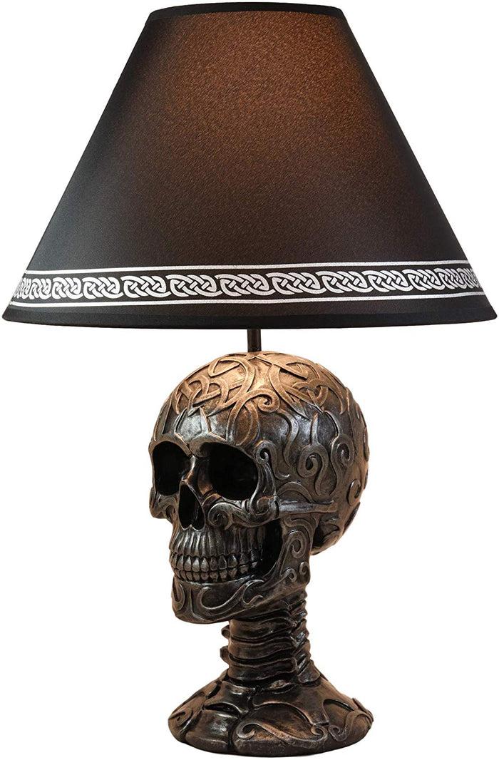 Ebros Gift Celtic Tattoo Knotwork Holy Grail Skull Light Of Wisdom Sculptural Table Lamp