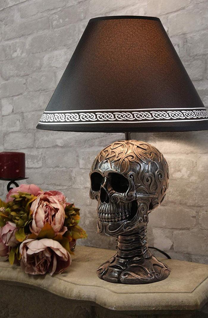 ebros gift Celtic Tattoo Knotwork Holy Grail Skull Light Of Wisdom Sculptural Table Lamp