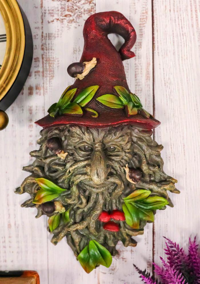 ebros gift Celtic Toadstool And Snails Greenman With Magical Sorting Hat Wall Decor Plaque
