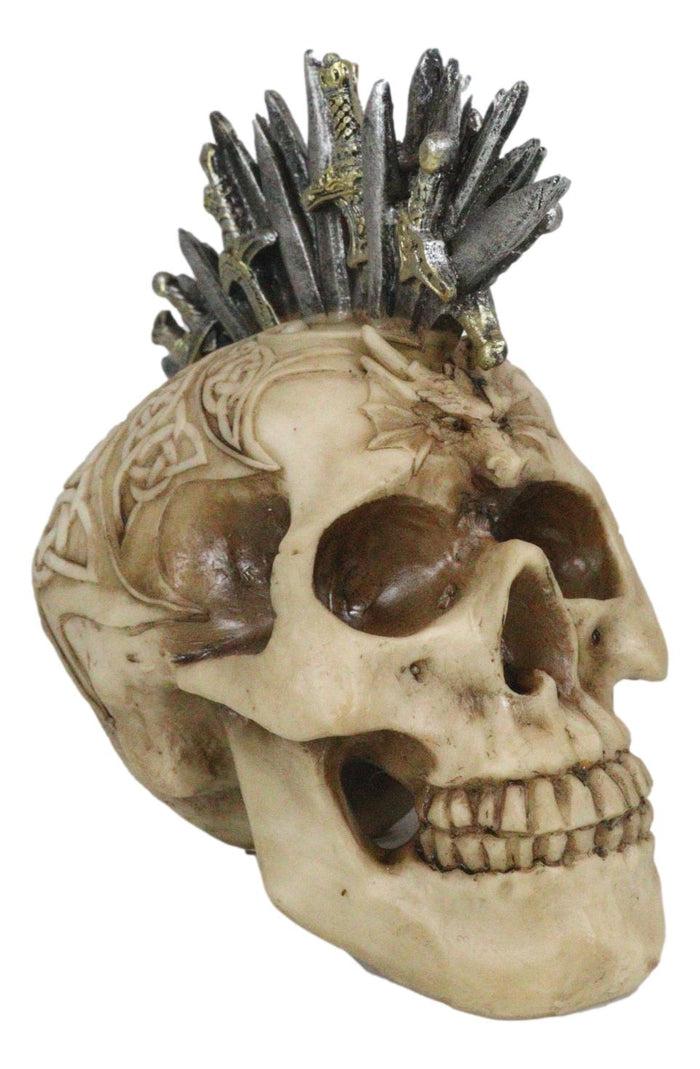 Ebros Gift Celtic Tribal Dragon Skull With Valyrian Steel Swords Spartan Mohawk Figurine