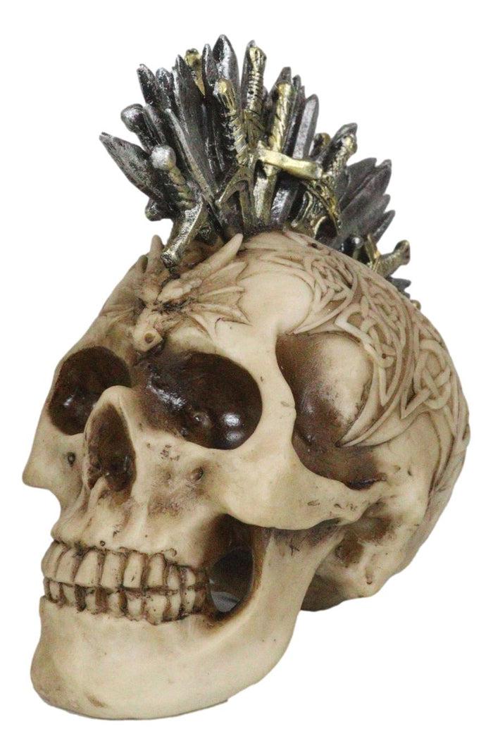 Ebros Gift Celtic Tribal Dragon Skull With Valyrian Steel Swords Spartan Mohawk Figurine