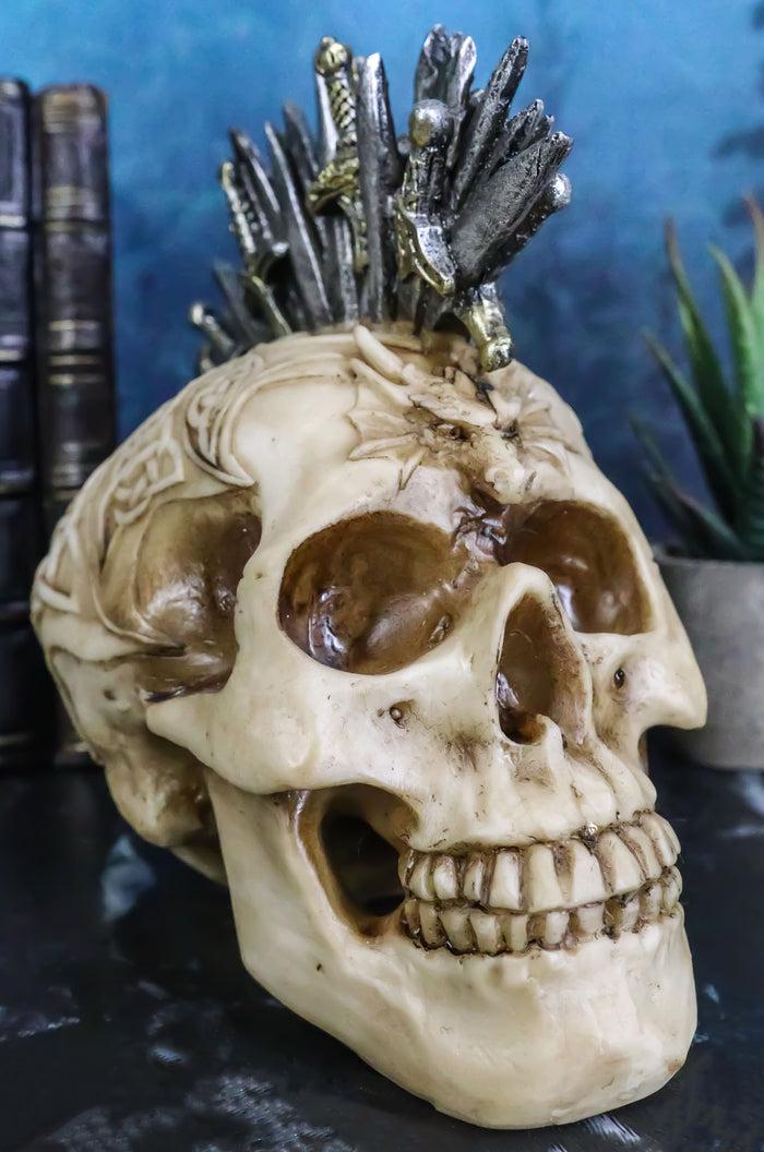 ebros gift Celtic Tribal Dragon Skull With Valyrian Steel Swords Spartan Mohawk Figurine