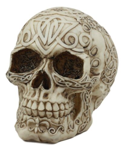 Ebros Gift Celtic Tribal Tattoo Homo Sapien Skull Statue Ossuary Skeleton Cranium Figurine