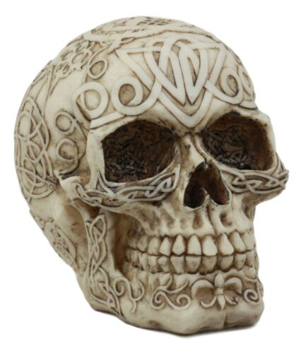 Ebros Gift Celtic Tribal Tattoo Homo Sapien Skull Statue Ossuary Skeleton Cranium Figurine
