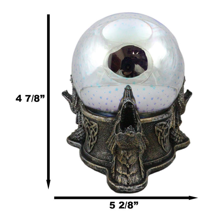 Ebros Gift Celtic Trinity Knotwork Roaring Dragons LED Night Light Magic Stars Glass Ball
