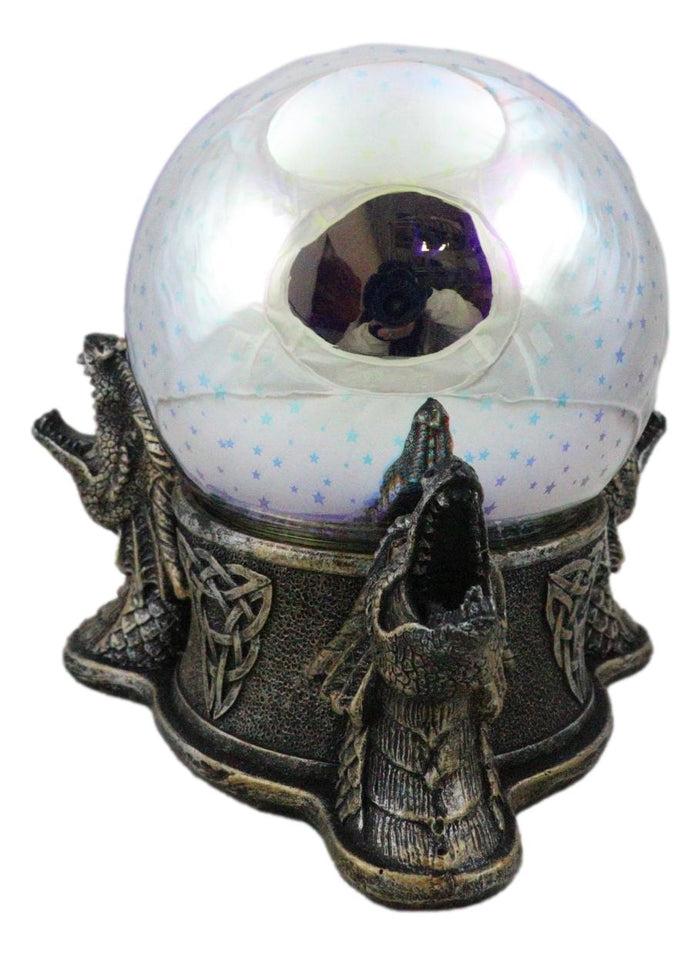Ebros Gift Celtic Trinity Knotwork Roaring Dragons LED Night Light Magic Stars Glass Ball
