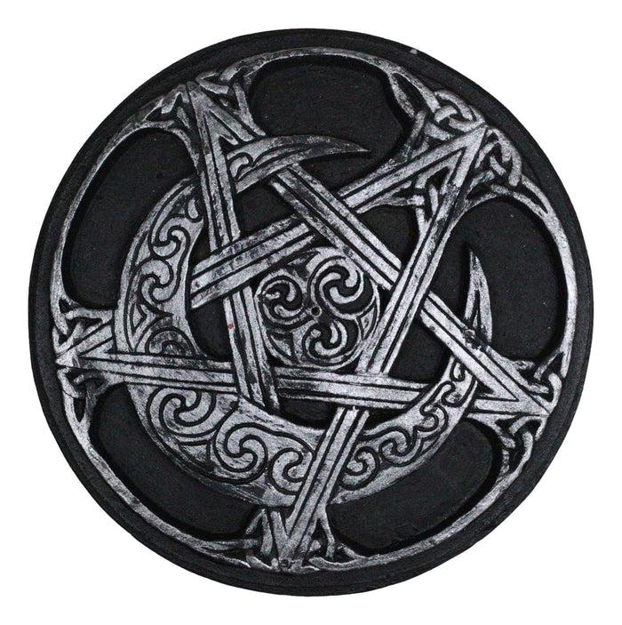 Ebros Gift Celtic Triskele Wicca Sacred Symbols Triple Moon Pentagram Round Incense Holder
