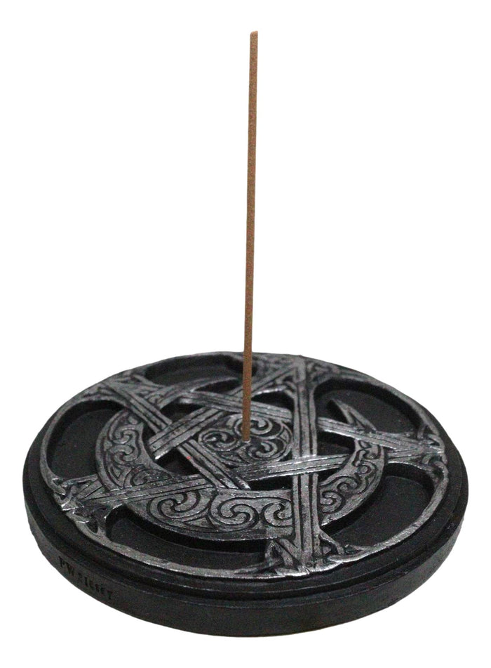 ebros gift Celtic Triskele Wicca Sacred Symbols Triple Moon Pentagram Round Incense Holder