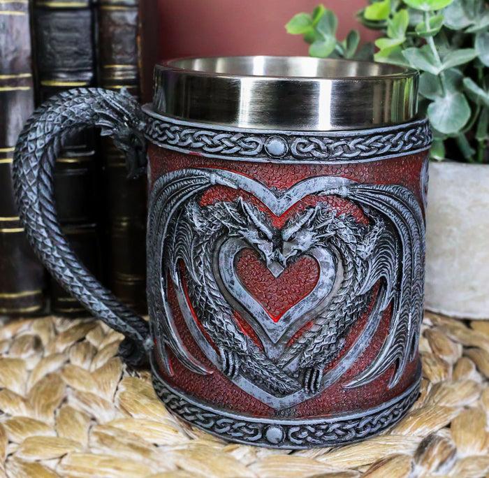 ebros gift Celtic Valentine Lovers Dual Dragons Romantic Red Heart Coffee Cup Mug 12oz