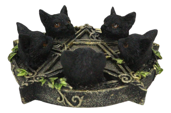 Ebros Gift Celtic Wiccan Pentagram Ivy Penta 5 Black Cats Witching Hour Incense Burner