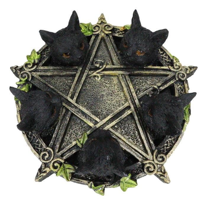 Ebros Gift Celtic Wiccan Pentagram Ivy Penta 5 Black Cats Witching Hour Incense Burner