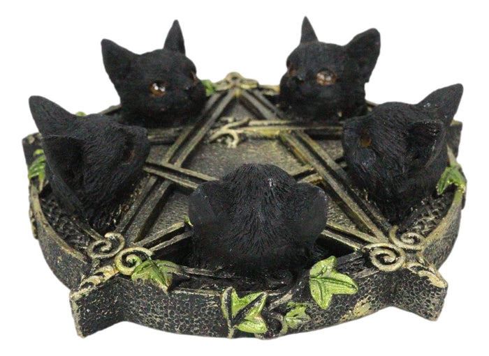Ebros Gift Celtic Wiccan Pentagram Ivy Penta 5 Black Cats Witching Hour Incense Burner