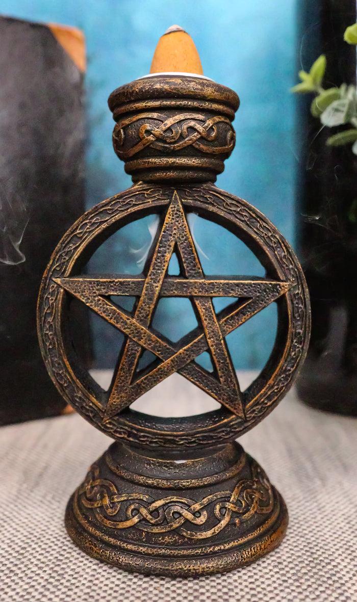 ebros gift Celtic Witchcraft Wicca Sacred Pentagram Circle Backflow Incense Burner Figurine