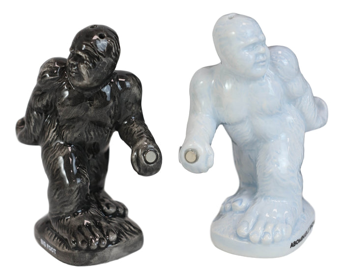 Ebros Gift Ceramic Abominable Snowman Yeti And Bigfoot Salt And Pepper Shakers Figurine Set