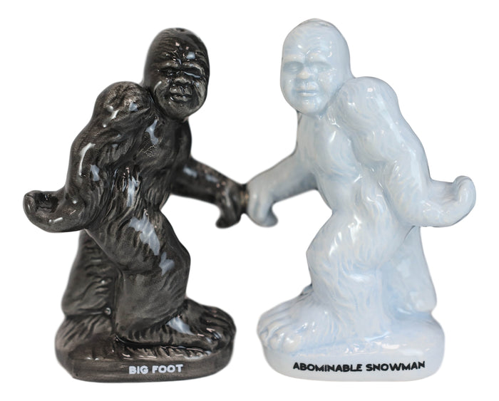 Ebros Gift Ceramic Abominable Snowman Yeti And Bigfoot Salt And Pepper Shakers Figurine Set