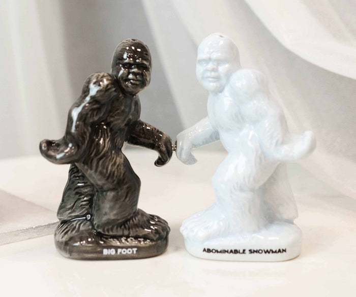 ebros gift Ceramic Abominable Snowman Yeti And Bigfoot Salt And Pepper Shakers Figurine Set