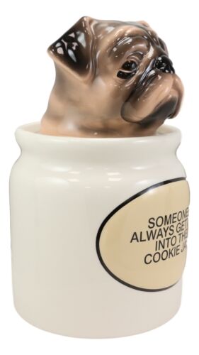 Ebros Gift Ceramic Adorable Hiding Thief Pugsie Pug Dog Cookie Jar With Air Tight Lid 9"H