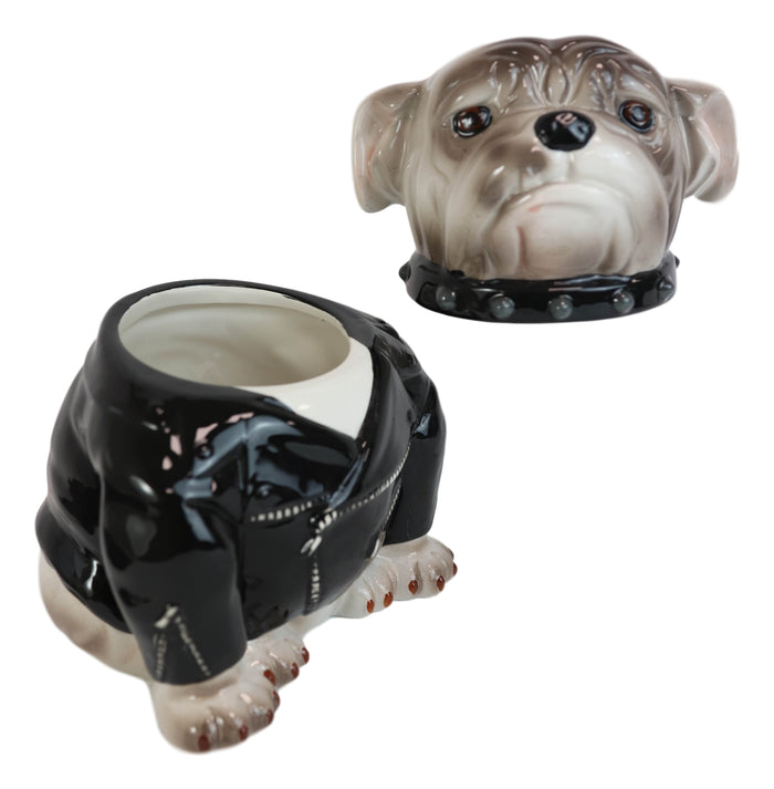 Ebros Gift Ceramic American Gangster Bully Bulldog With Spiked Collar Cookie Jar Figurine