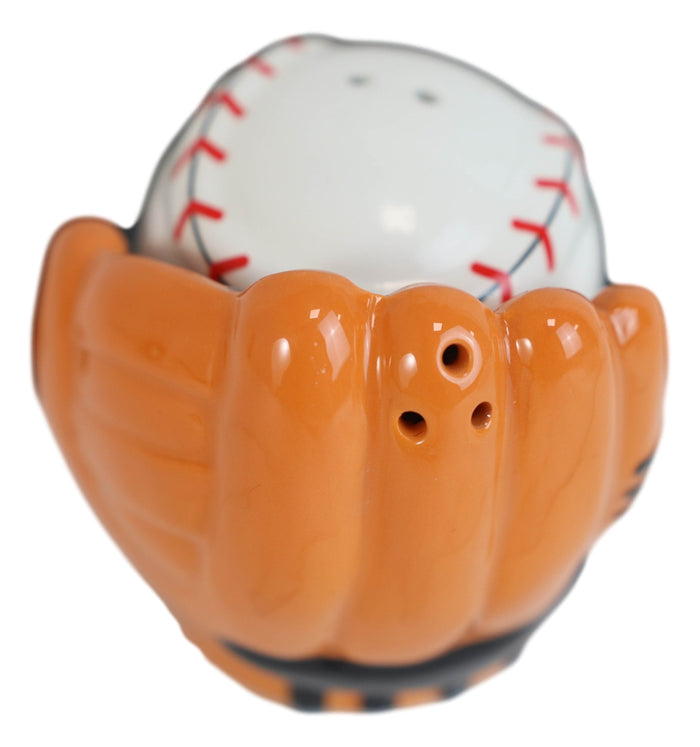 Ebros Gift Ceramic Baseball With Glove Mitt Sports Salt And Pepper Shakers Figurine Set