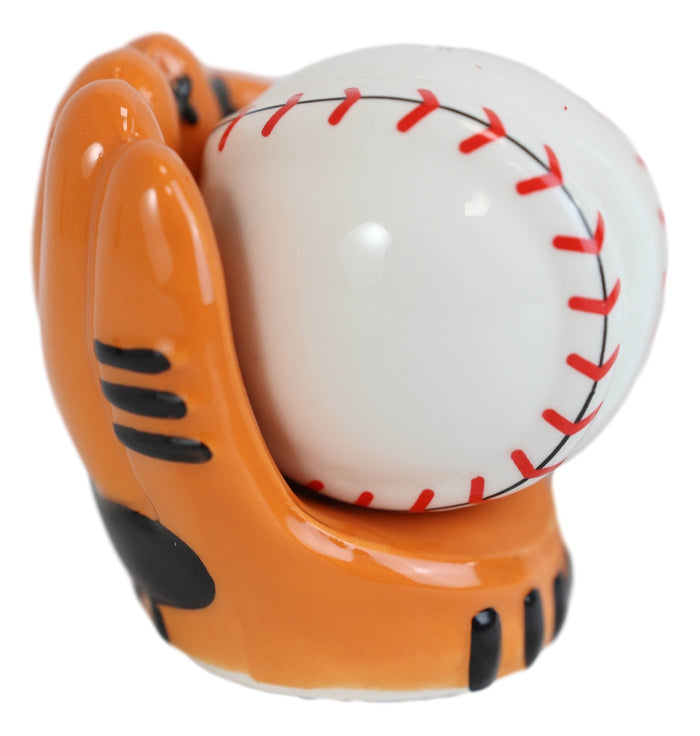 Ebros Gift Ceramic Baseball With Glove Mitt Sports Salt And Pepper Shakers Figurine Set