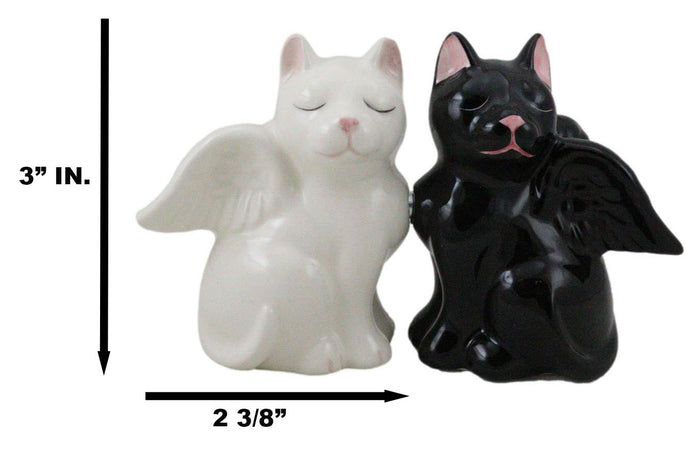 Ebros Gift Ceramic Black White Angel Kitty Cats Devil Or Angel Salt And Pepper Shakers Set