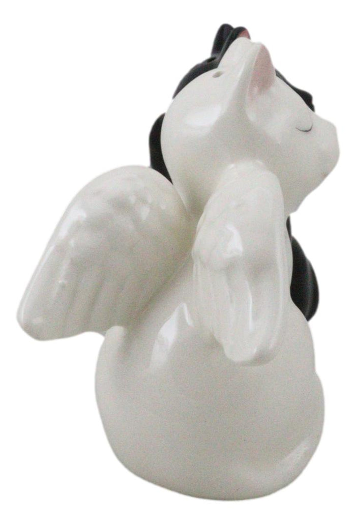Ebros Gift Ceramic Black White Angel Kitty Cats Devil Or Angel Salt And Pepper Shakers Set