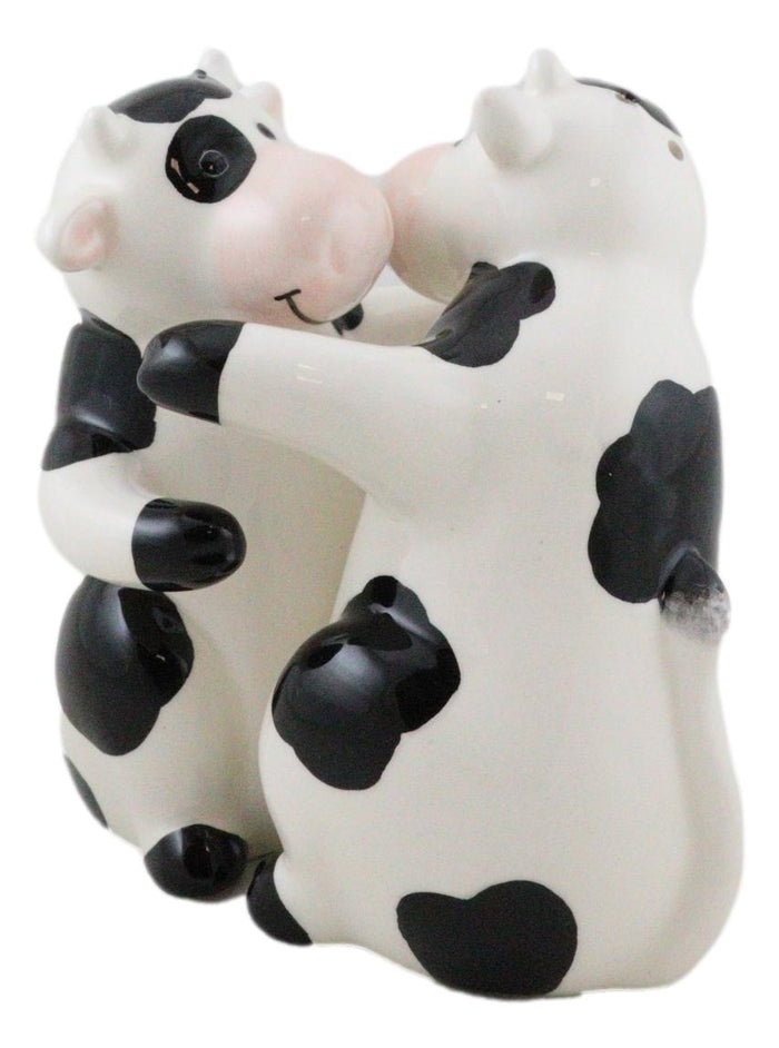 Ebros Gift Ceramic Bovine Love Holstein Cows Couple Dancing Salt And Pepper Shakers Set