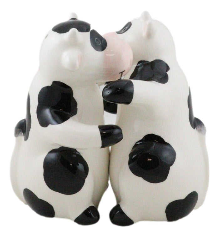 Ebros Gift Ceramic Bovine Love Holstein Cows Couple Dancing Salt And Pepper Shakers Set