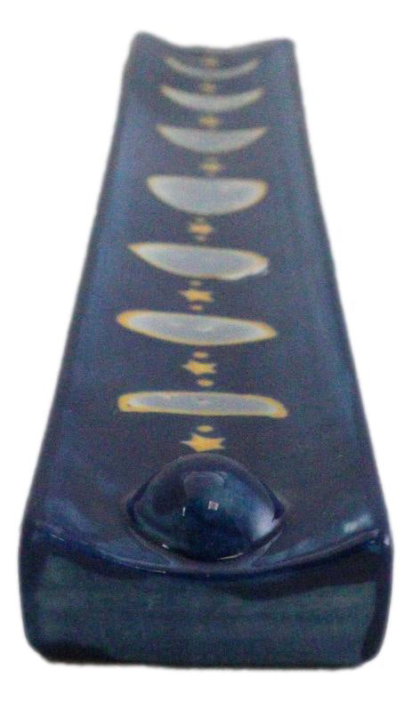 Ebros Gift Ceramic Celestial Astrology Midnight Blue Moon Phase Incense Burner Figurine
