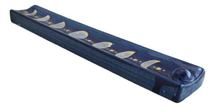 Ebros Gift Ceramic Celestial Astrology Midnight Blue Moon Phase Incense Burner Figurine