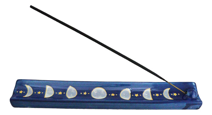 ebros gift Ceramic Celestial Astrology Midnight Blue Moon Phase Incense Burner Figurine