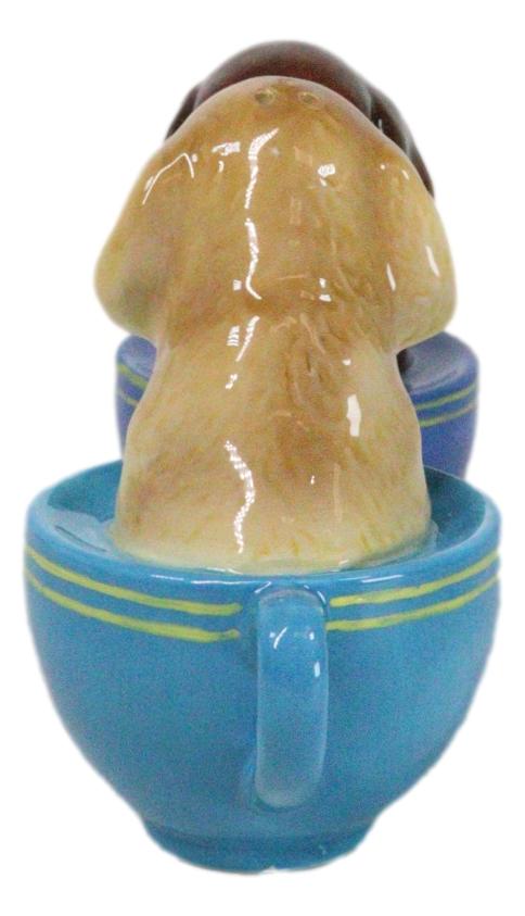 Ebros Gift Ceramic Chocolate And Fawn Teacup Labrador Puppy Dogs Salt Pepper Shakers Set