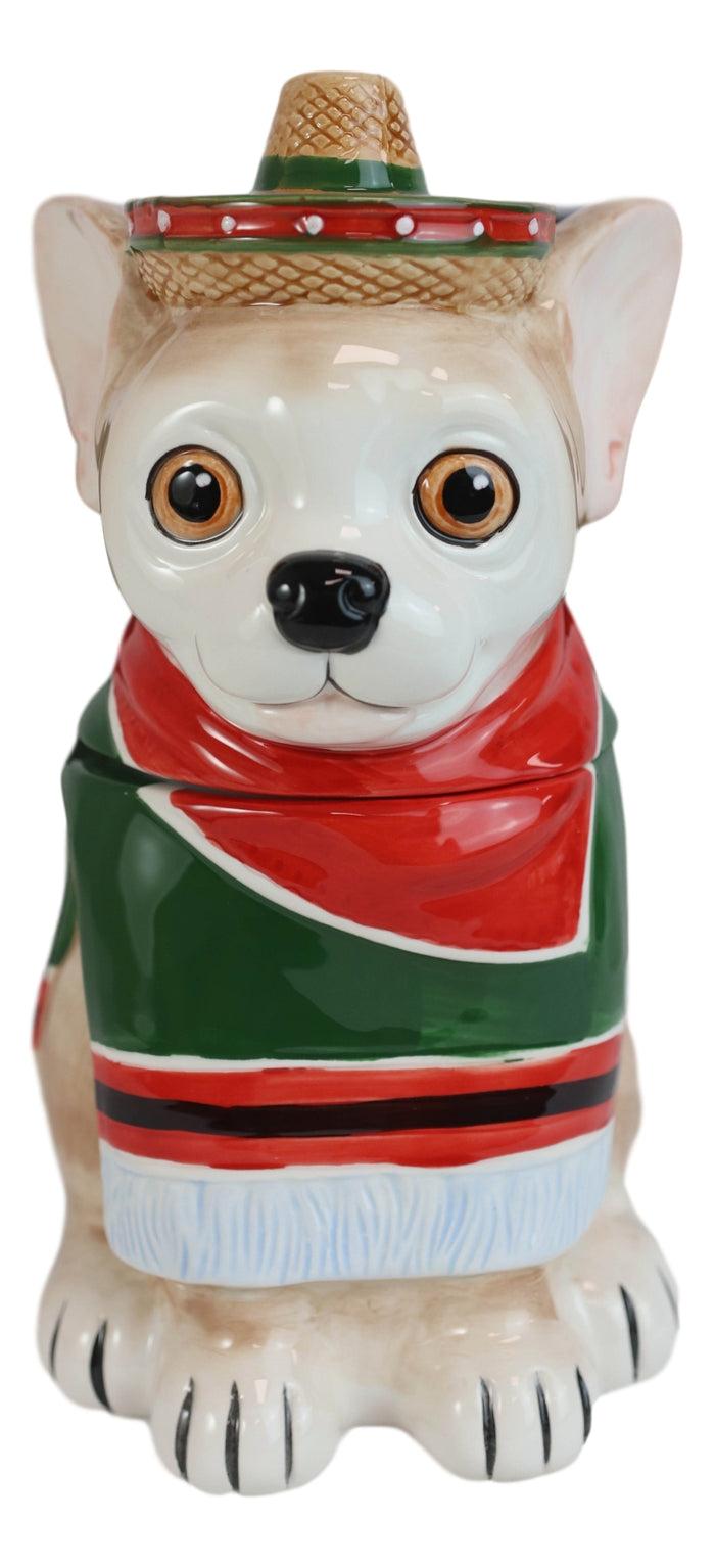Ebros Gift Ceramic Cinco De Mayo Chihuahua Dog With Sombrero Hat And Serape Cookie Jar 10"H