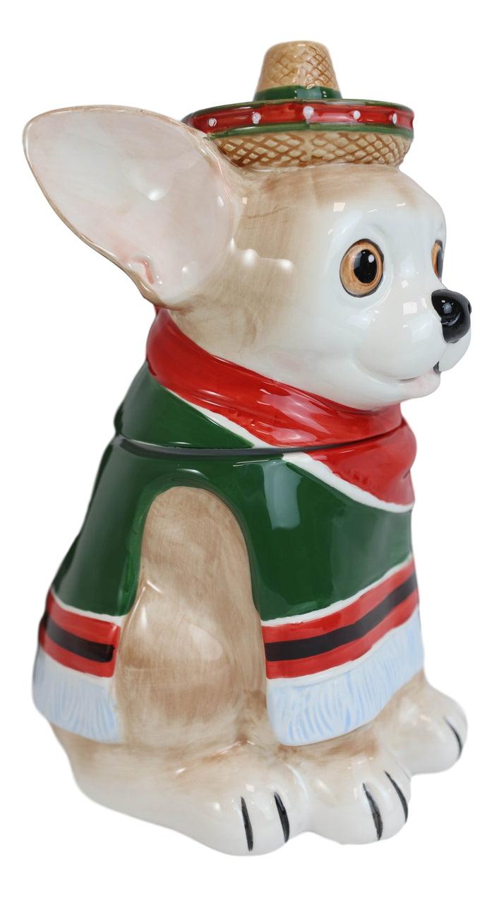 Ebros Gift Ceramic Cinco De Mayo Chihuahua Dog With Sombrero Hat And Serape Cookie Jar 10"H