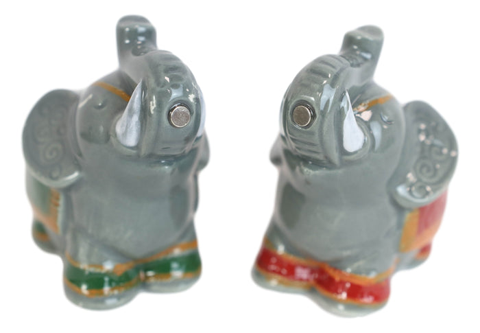 Ebros Gift Ceramic Circus Carnival Elephants Trunks Up Salt Pepper Shakers Figurine Set