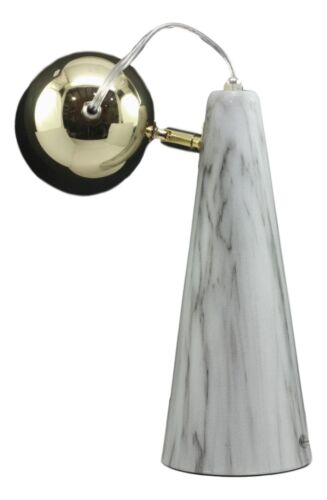 Ebros Gift Ceramic Contemporary Cone Task Table Lamp Faux Carrara Marble Base Gold Shade
