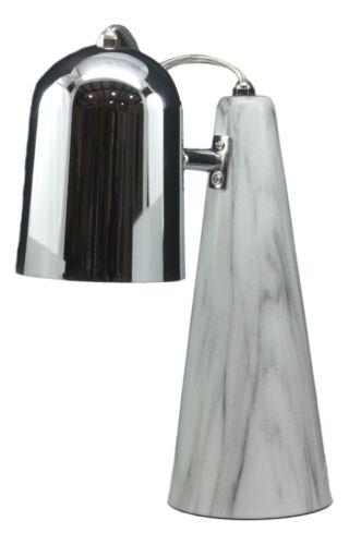 Ebros Gift Ceramic Contemporary Cone Task Table Lamp Faux Carrara Marble Base Silver Shade