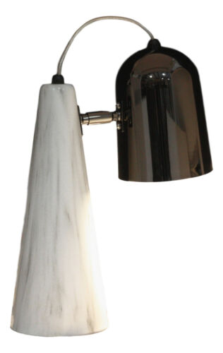 Ebros Gift Ceramic Contemporary Cone Task Table Lamp Faux Carrara Marble Base Black Shade