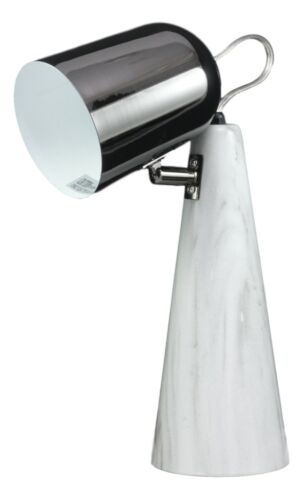 Ebros Gift Ceramic Contemporary Cone Task Table Lamp Faux Carrara Marble Base Black Shade