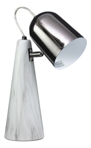 ebros gift Ceramic Contemporary Cone Task Table Lamp Faux Carrara Marble Base Black Shade