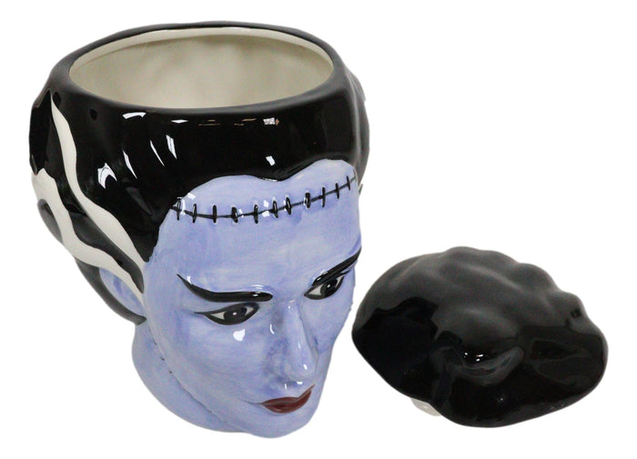 Ebros Gift Ceramic Ghastly Mrs Frankenstein The Bride Zombie Skull Cookie Jar Halloween