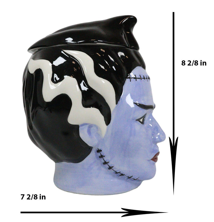Ebros Gift Ceramic Ghastly Mrs Frankenstein The Bride Zombie Skull Cookie Jar Halloween