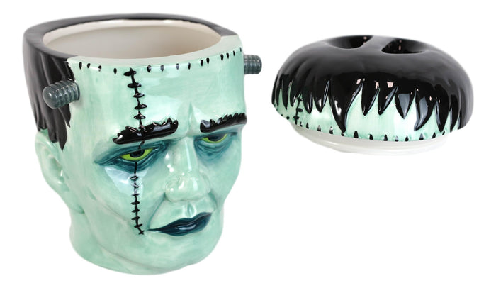 Ebros Gift Ceramic Ghastly Victor Frankenstein Skull Cookie Jar Halloween Decor Kitchenware