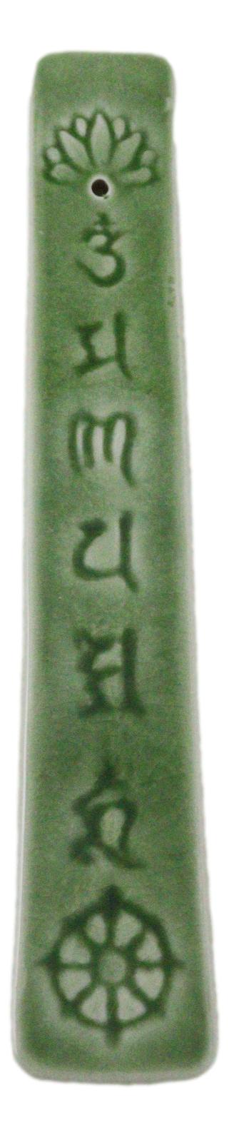 Ebros Gift Ceramic Green Chakra Sacred Symbols Mandala Incense Burner Feng Shui Zen Yoga