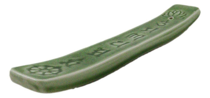 Ebros Gift Ceramic Green Chakra Sacred Symbols Mandala Incense Burner Feng Shui Zen Yoga